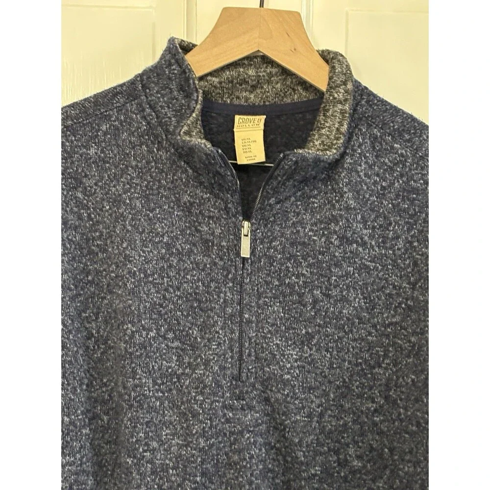 Grove & Hollow Long Sleeve Blue Quarter Zip Sweater Men's Size XL